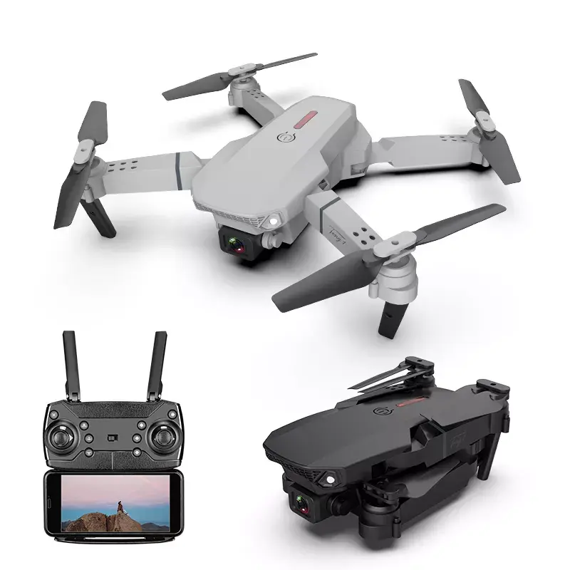 2022 en iyi satış taşınabilir Gimbal kamera Drones profesyonel aksesuarları 4K HD RC Drones Mini UAV acemi uçak Drone E88 pro