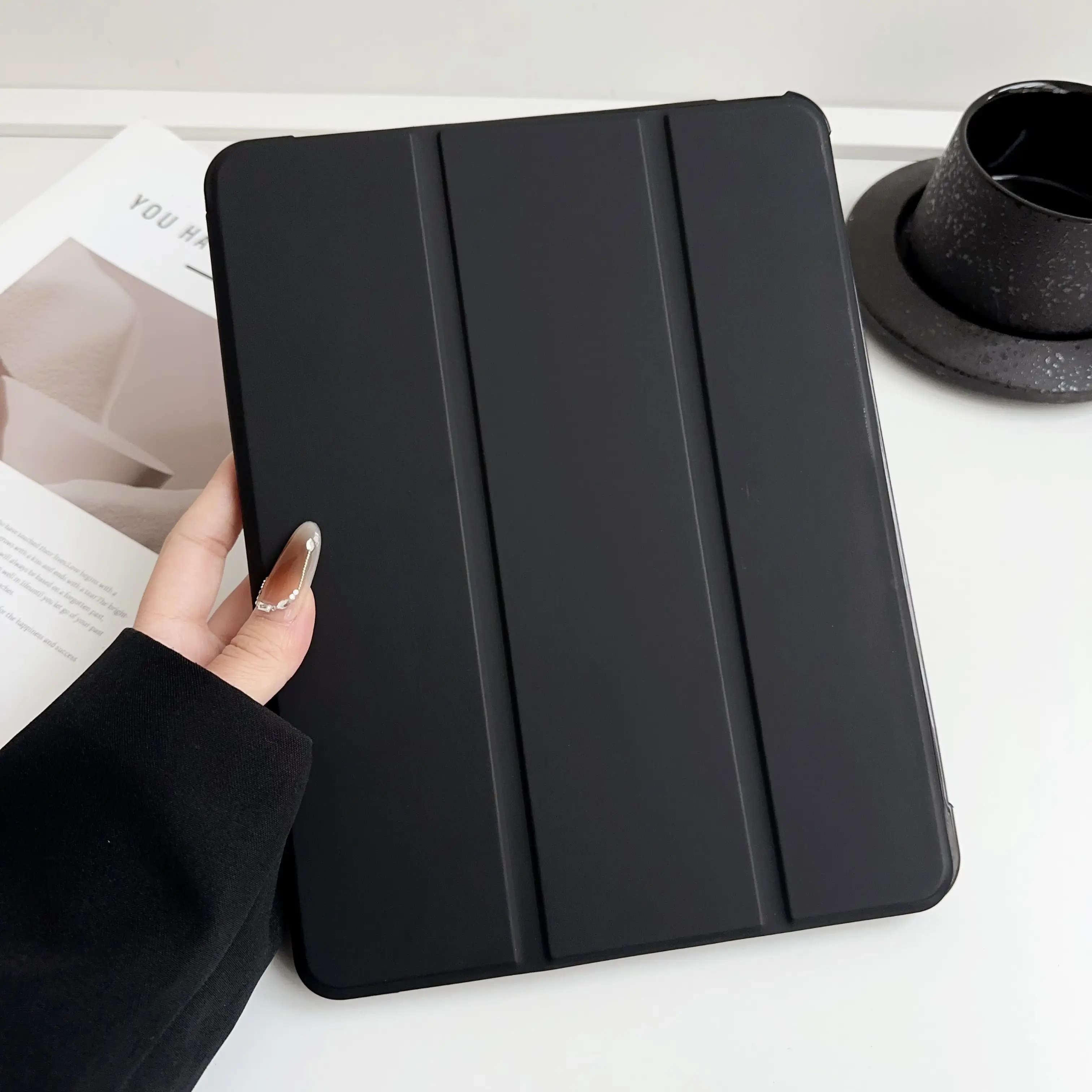 Capa de TPU para iPad Tablet de couro PU com três dobras leve capa de manga inteligente para iPad 10a Geração 2022 com porta-lápis
