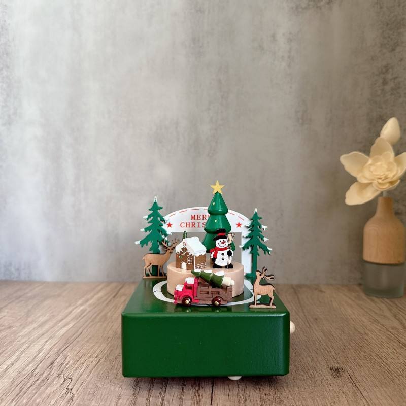 Green - HY031601 Christmas wooden music box