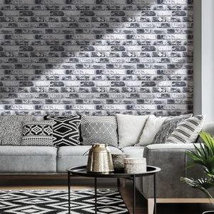 Comstickc 3d Zwarte Bakstenen Wandpanelen 10 Stuks 12 \ "X12 \" Klein Formaat Dunne Pvc <span class=keywords><strong>Whitewash</strong></span> Zelfklevende Nep Bakstenen Wandplaten - Product Image 6