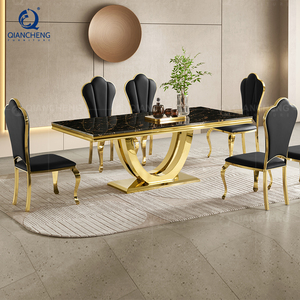 Bàn Ăn Bằng Đá Cẩm Thạch Trắng Hình Chữ Nhật Bộ 8 Đồ Nội Thất - Product Image 1