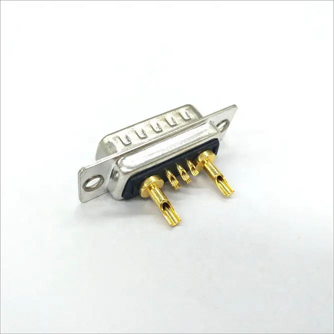 Conector de D-SUB de alta densidad chapado en oro 30A, 7W2, potencia macho, tipo de soldadura recta para Cable de señal de potencia