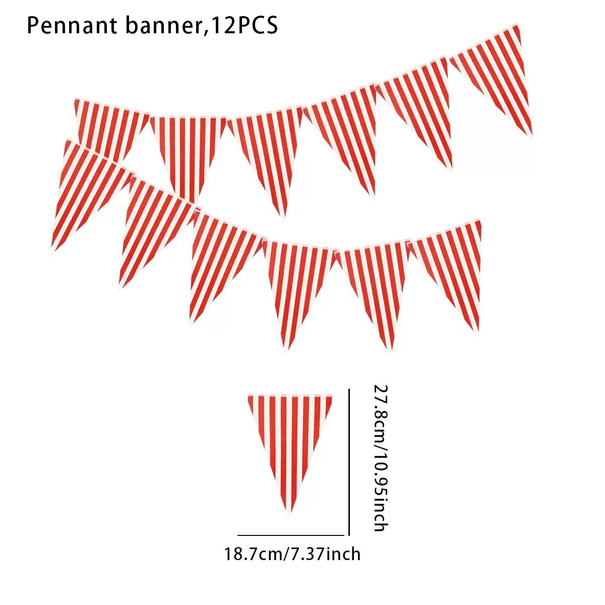 Banderas triangulares con rayas rojas-12 piezas