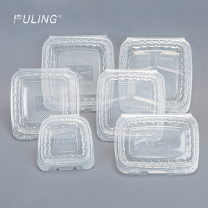 FULING 8x8 9x9 6x6 9x6 Inch clear Hinged Plastic pp Food Container Disposable Clamshell Take Out Container for Salad - Product Image 1