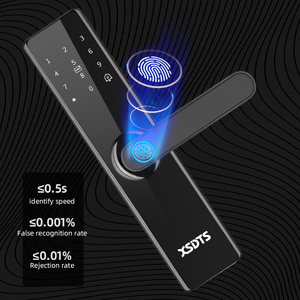 XSDTS Tuya WIFI Smart Door <strong>Lock</strong> with Biometric Fingerprint Card <strong>Key</strong> Password and Temporary Password <strong>Entry</strong>