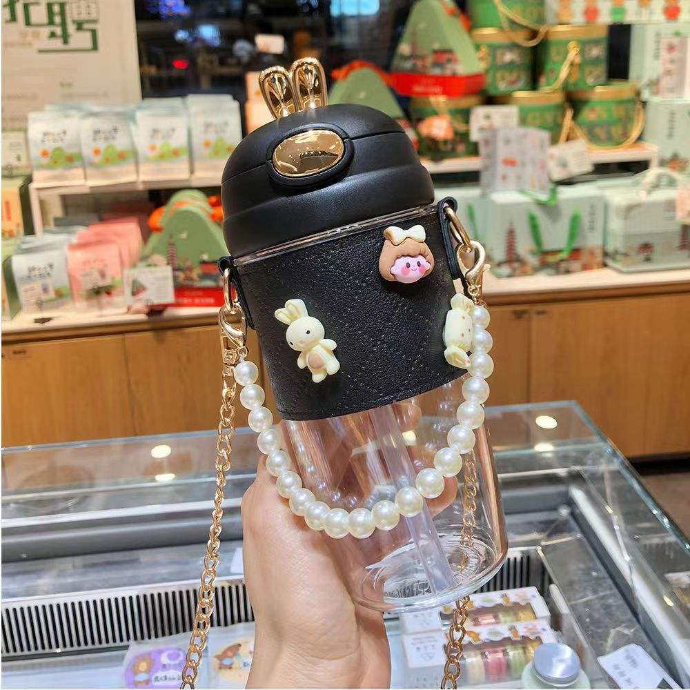 สีดำ-580มล. พร้อมสติกเกอร์3D + โซ่มุก