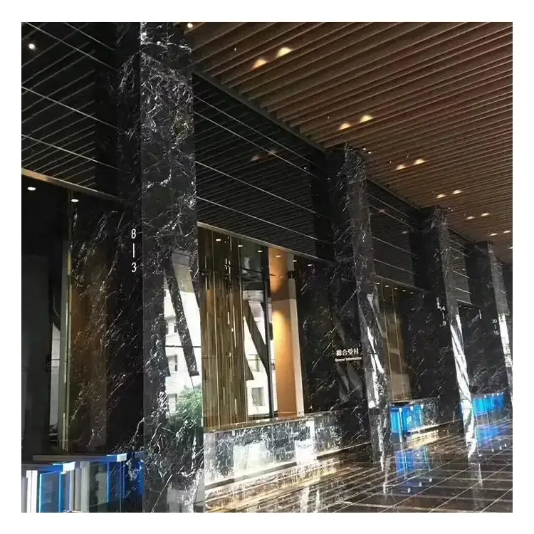 Полированный мрамор, коричневая мраморная стена, натуральный темный полированный дизайн поверхности, лобби отеля, мрамор