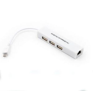 ไมโคร USB ไปยังเครือข่ายแลนอีเธอร์เน็ตอะแดปเตอร์พร้อมพอร์ต USB 3พอร์ต2.0ฮับ - Product Image 3