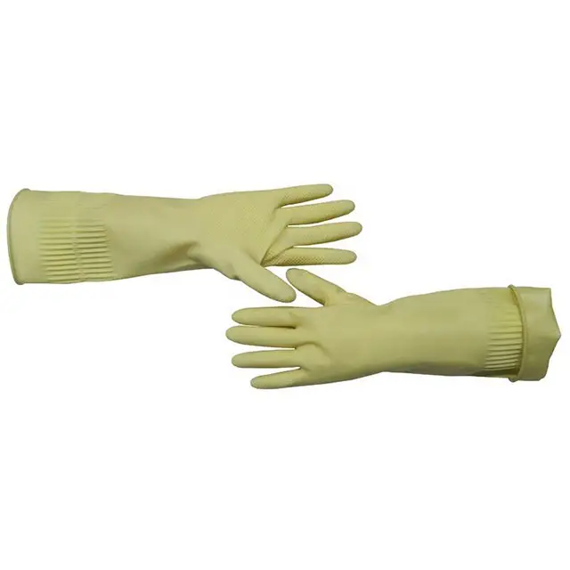 Extra Long Cuff Elbow Shoulder Length Household Chlorinated Procedure Light Yellow Latex Gloves Veterinary