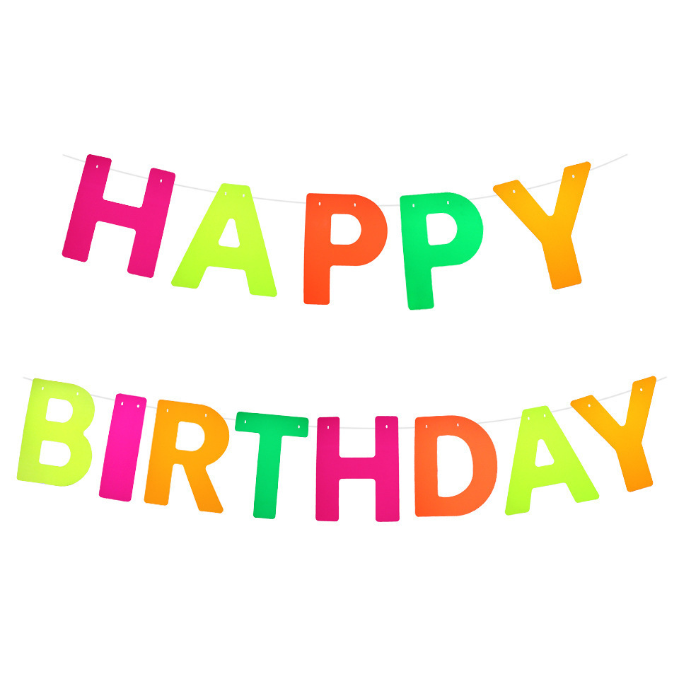 Bannière HAPPY BIRTHDAY colorée en néon-1pc