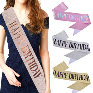 誕生日デコレーションリボンカスタムデザイン誕生日パーティー用品誕生日ガールシルバーキラキラサッシ - Product Image 2
