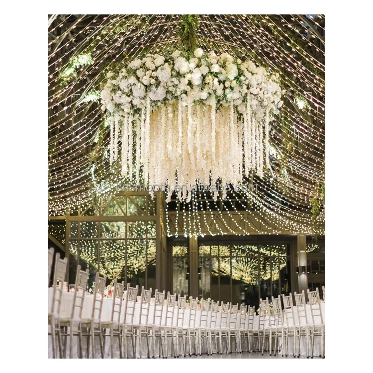 Decoración DE BODA Techo artificial Cuerda colgante Wisteria artificial Rosa Flores Decoraciones para decoración interior