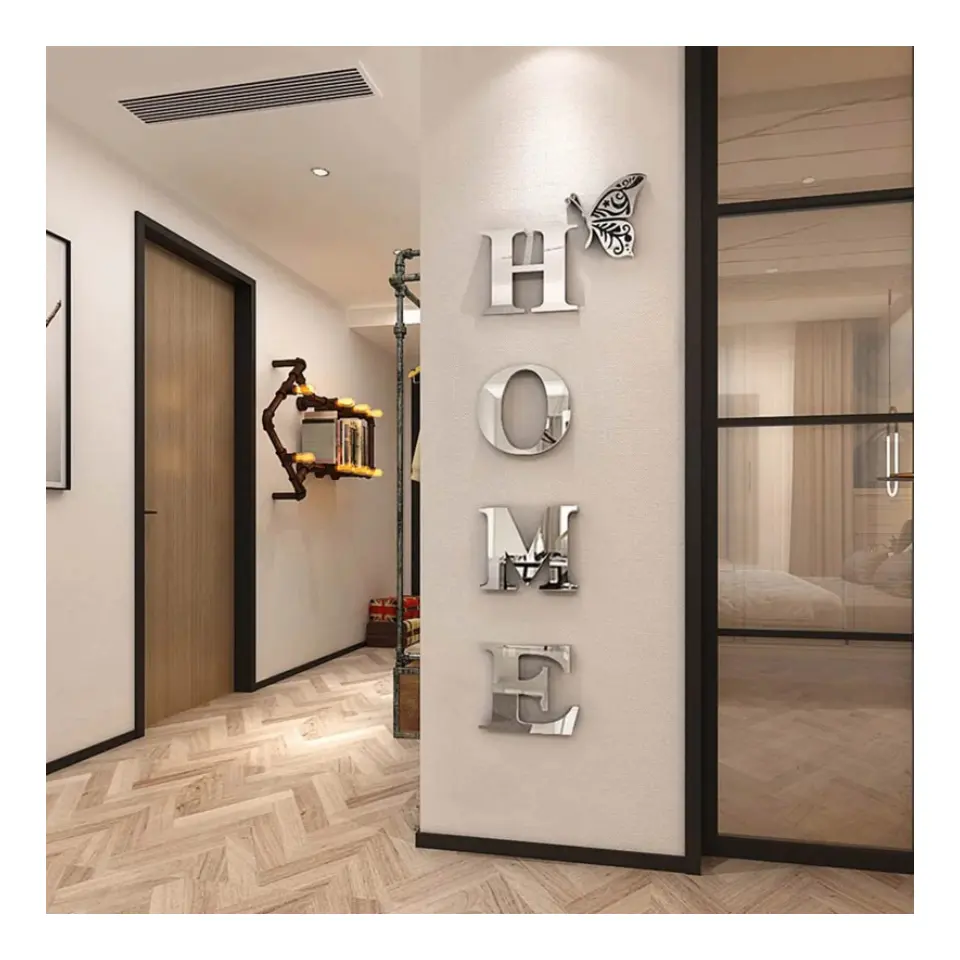 Pegatinas de espejo acrílico con letras personalizadas, decoración de pared con efecto 3D del alfabeto para sala de estar y dormitorio, bricolaje, para el hogar