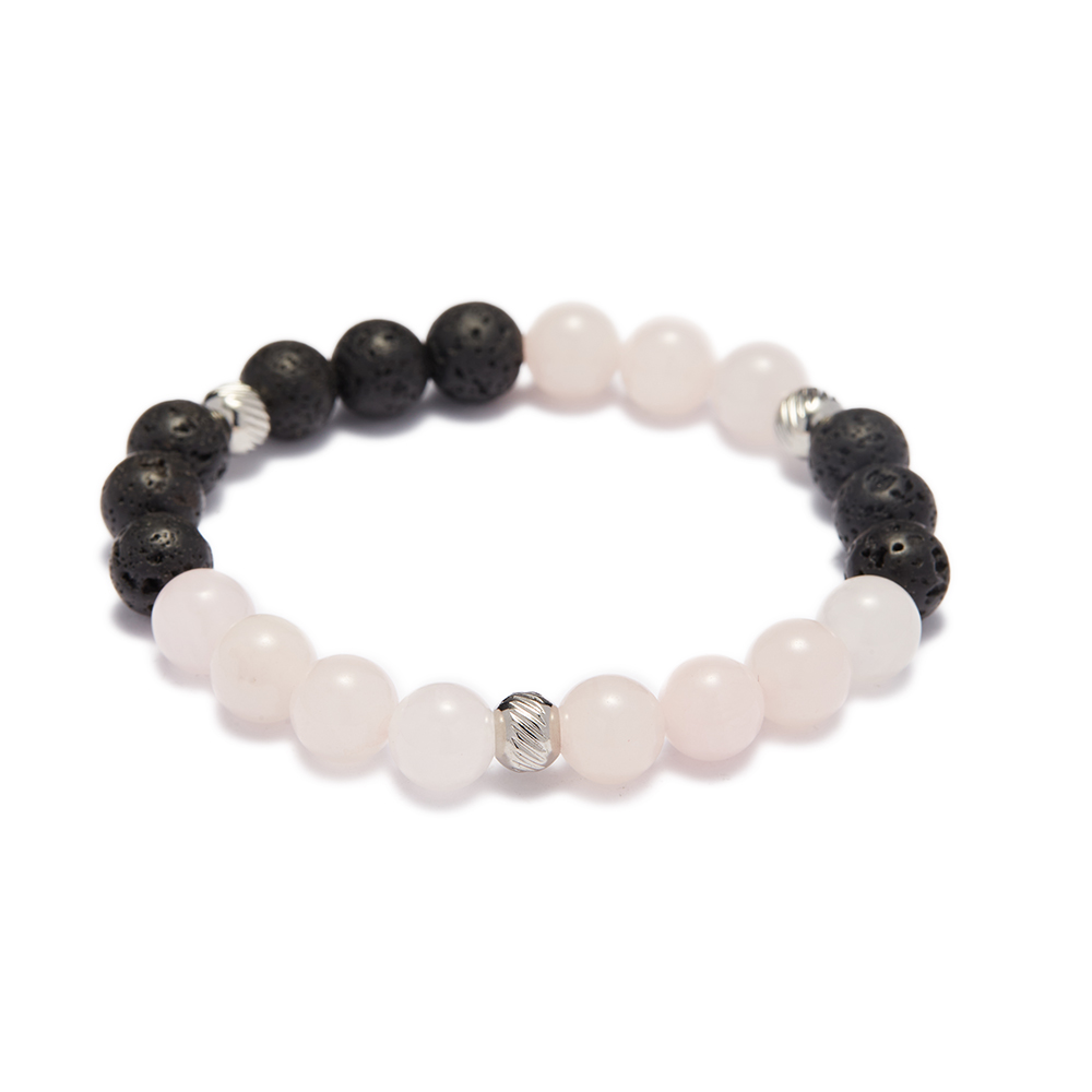 15 quartz de lave et rose de 8 mm
