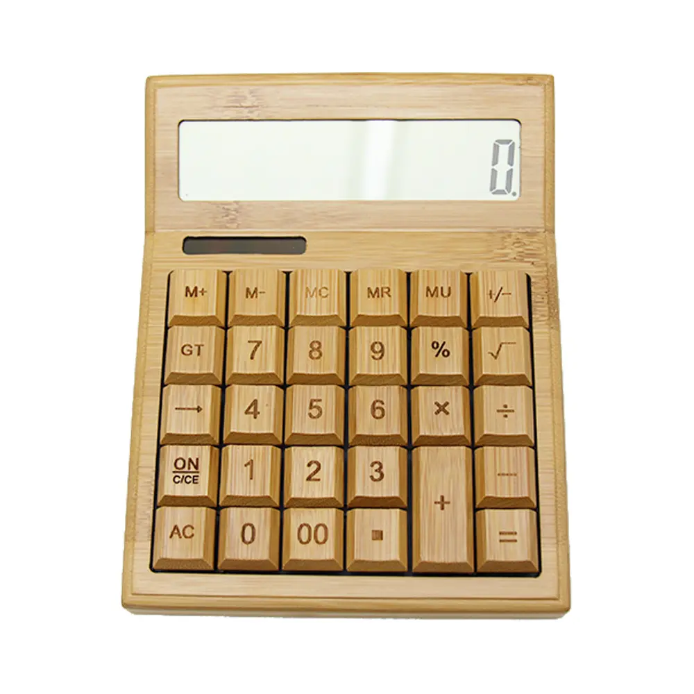 China factory wholesale 12 digits LCD Solar Powered Bamboo Scientific Calculator