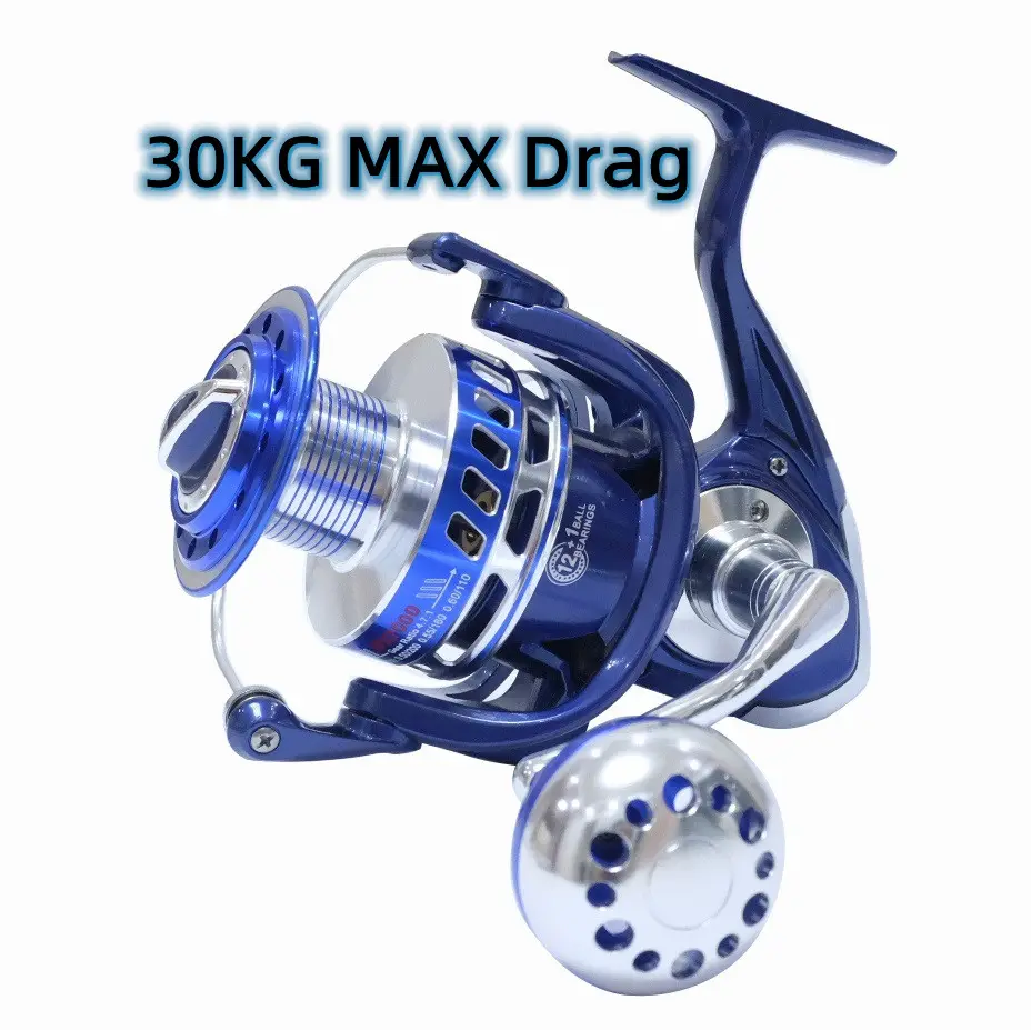 Slow Jigging Saltiga Max Drag 30kg Moulinet de pêche 6000 9000 Moulinet de surf en eau salée Moulinet de pêche en mer étanche Jig Boat