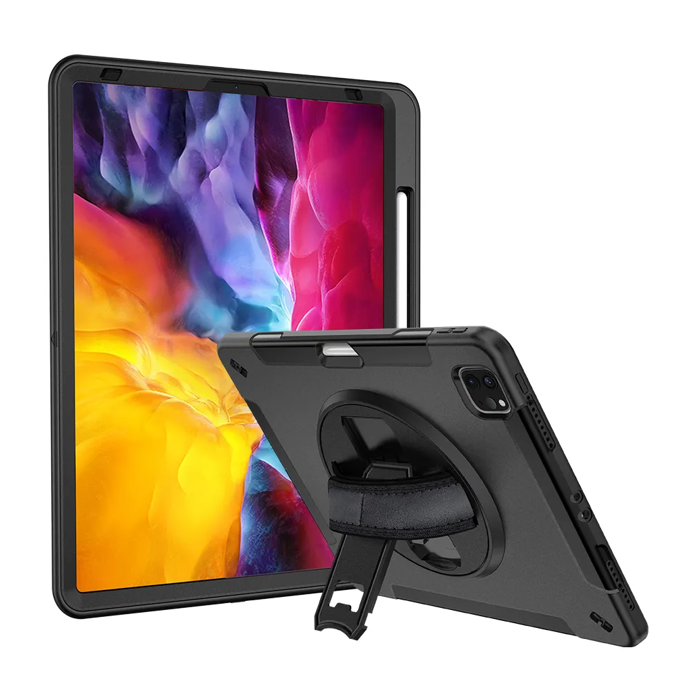 Casing Tablet TPU Kasar Tahan Guncangan, Casing Cangkang Tablet untuk iPad Pro 11 2021 dengan Pemegang Pena, Tali Tangan Dapat Disesuaikan