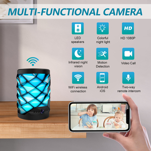 Мини Wi-Fi-камера 1080P HD с RGB-подсветкой, Bluetooth-динамик, двусторонний пульт дистанционного домофона, ночное видение, Домашняя безопасность, детская камера - Product Image 4