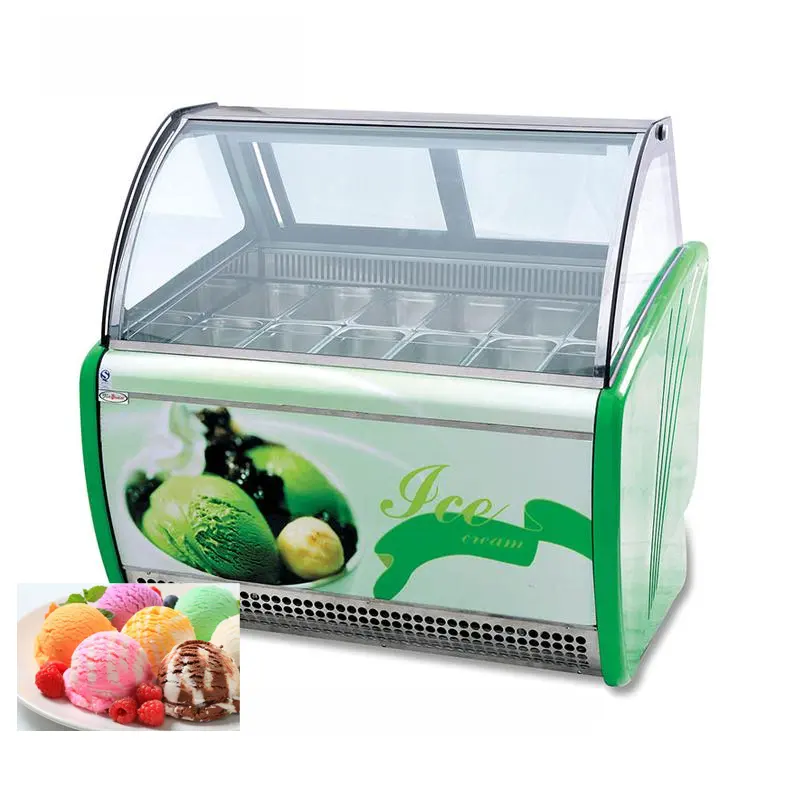 Shineho-expositor de helados personalizado, vitrina de inmersión, congelador con CE