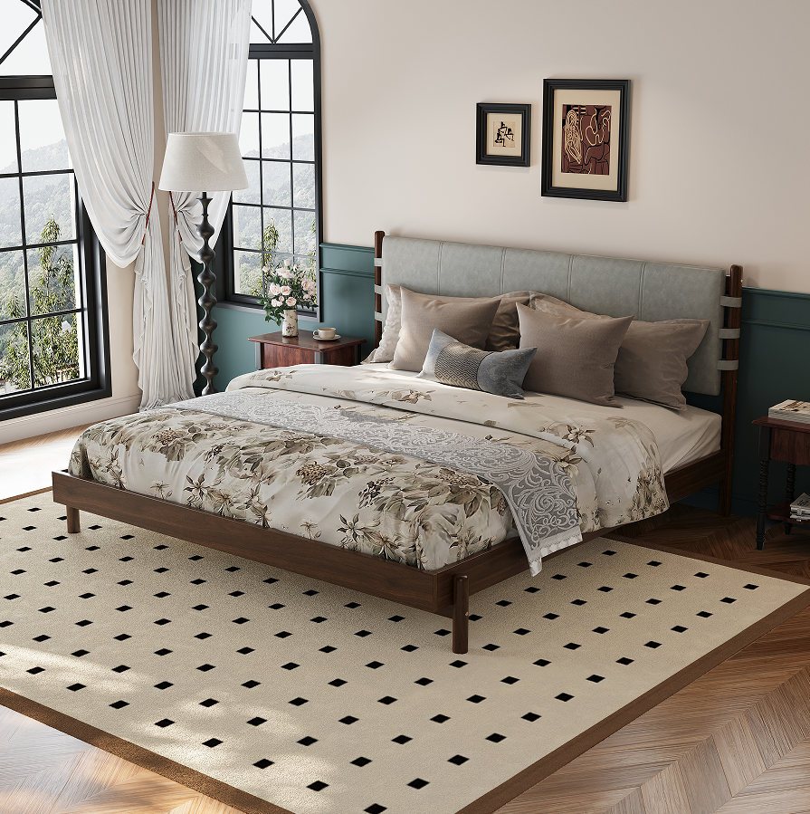 King Size (gris clair + noyer)