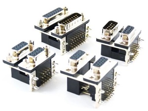 PCB uygulaması için 7936 serisi çift bağlantı sağ açı <span class=keywords><strong>D</strong></span>-SUB konnektör pirinç kontak malzemesi