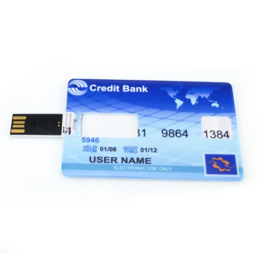 Hadiah Promosi USB 2.0 3.0 4GB 8GB 16GB 32G Kartu Kredit Bank Bisnis USB Memori Flash Drive dengan Pencetakan Logo Penuh