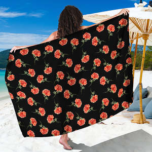 Beach Wrap Sheer Bikini Wraps <strong>Pink</strong> Carnation Pattern Hawaiian Lavalava <strong>Sarong</strong> Mother's Day Gift Print on Demand Swimwear Cheap - Product Image 2