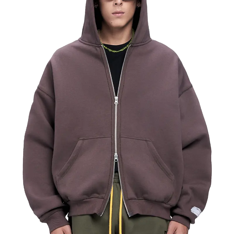Oem özel fermuar hoodie üretici erkek % 100% pamuk yüksek kalite boxy zip hoodie puf baskı boş fermuarlı kapüşonlu svetşört