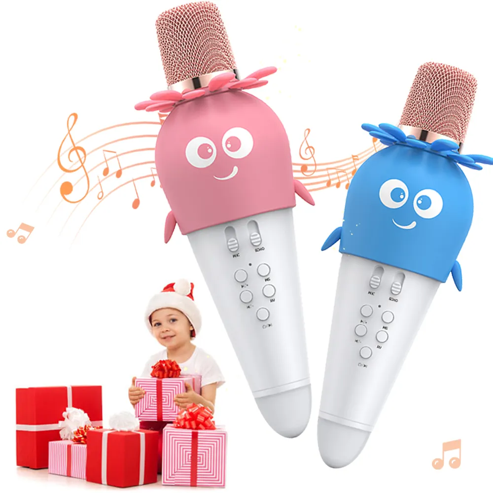 Micrófono Bluetooth Karaoke inalámbrico de mano OEM con Voz Mágica niños niñas fiesta KTV