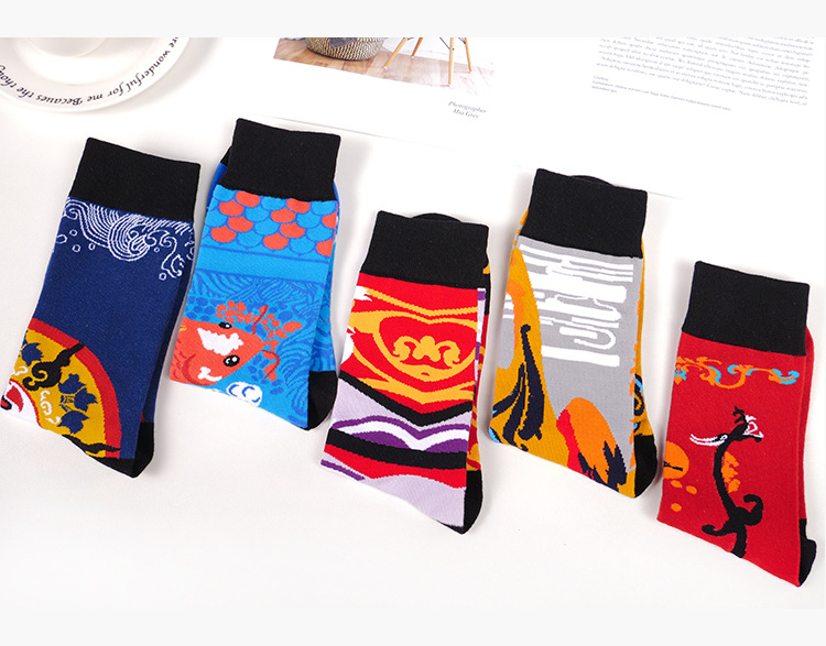 Top Hot Sale Socks Custom Ethnic Style Novelty Creative Chinoiserie Dragon Phoenix Cotton Socks Unisex Men Women