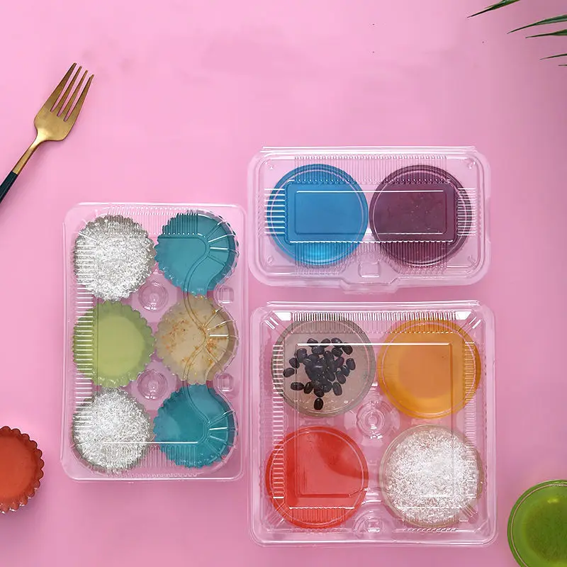 플라스틱 투명 케이크 컨테이너 상자 폴더 형 1,2,3,4,6,8,9 계란 타르트 상자 베이킹 일회용 선명한 상자