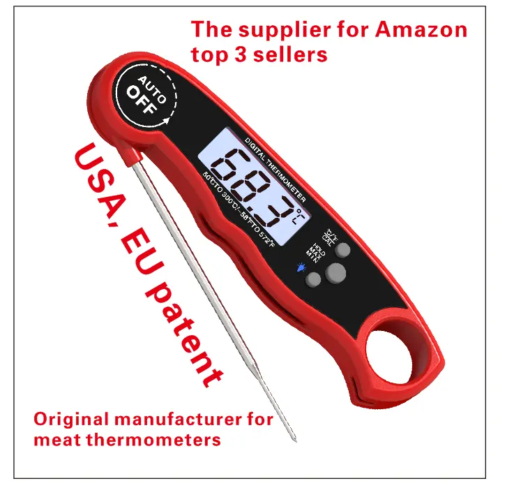 Custom logo waterproof cooking meat food thermometer fold probe for kitchen cooking