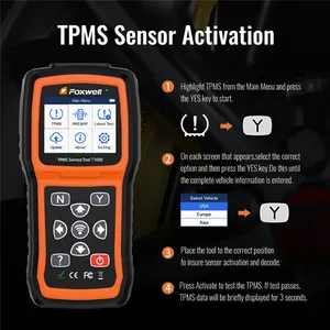 Presupuesto Foxwell T1000 TPMS herramienta sensores magnéticos programación activar comprobar RF clave FOB sistema de control de presión de neumáticos probador automático