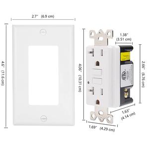 Presa NEMA5-20R a muro americana GFCI con messa a terra-guasto circuito interruttore 20A capacità 120V presa Duplex TR & WR LED - Product Image 2