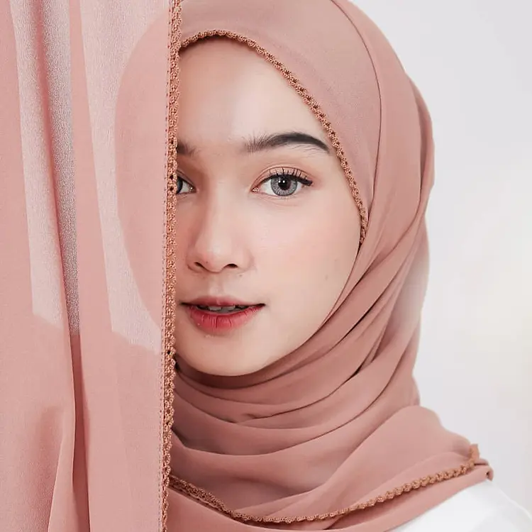 Bufanda personalizada para bordes de los dientes, Hijab bordado de ganchillo, Tudung, Hijab musulmán Malayo