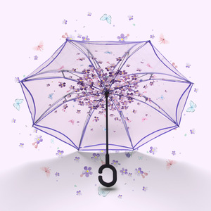 C形透明双层倒伞汽车防水直伞户外手柄倒伞W24-128 - Product Image 5