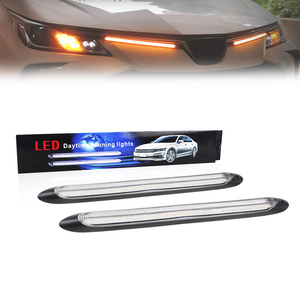 Araba far sıralı DRL için LED gündüz çalışan ışık LED şerit dönüş sinyali beyaz sarı akış araç 12V için LED gün ışığı - Product Image 1