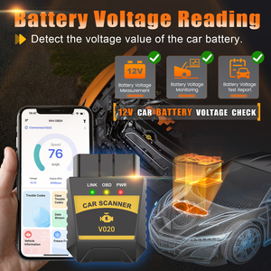 适用于蓝牙4.0 V020汽车扫描仪新的自动诊断工具1年ELM 327 V1.5故障OBD2读取器适用于IOS安卓汽车 - Product Image 5