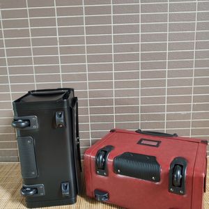 パイロット大容量2輪ヴィンテージPUレザートラベルバッグトロリーラゲッジ業務用