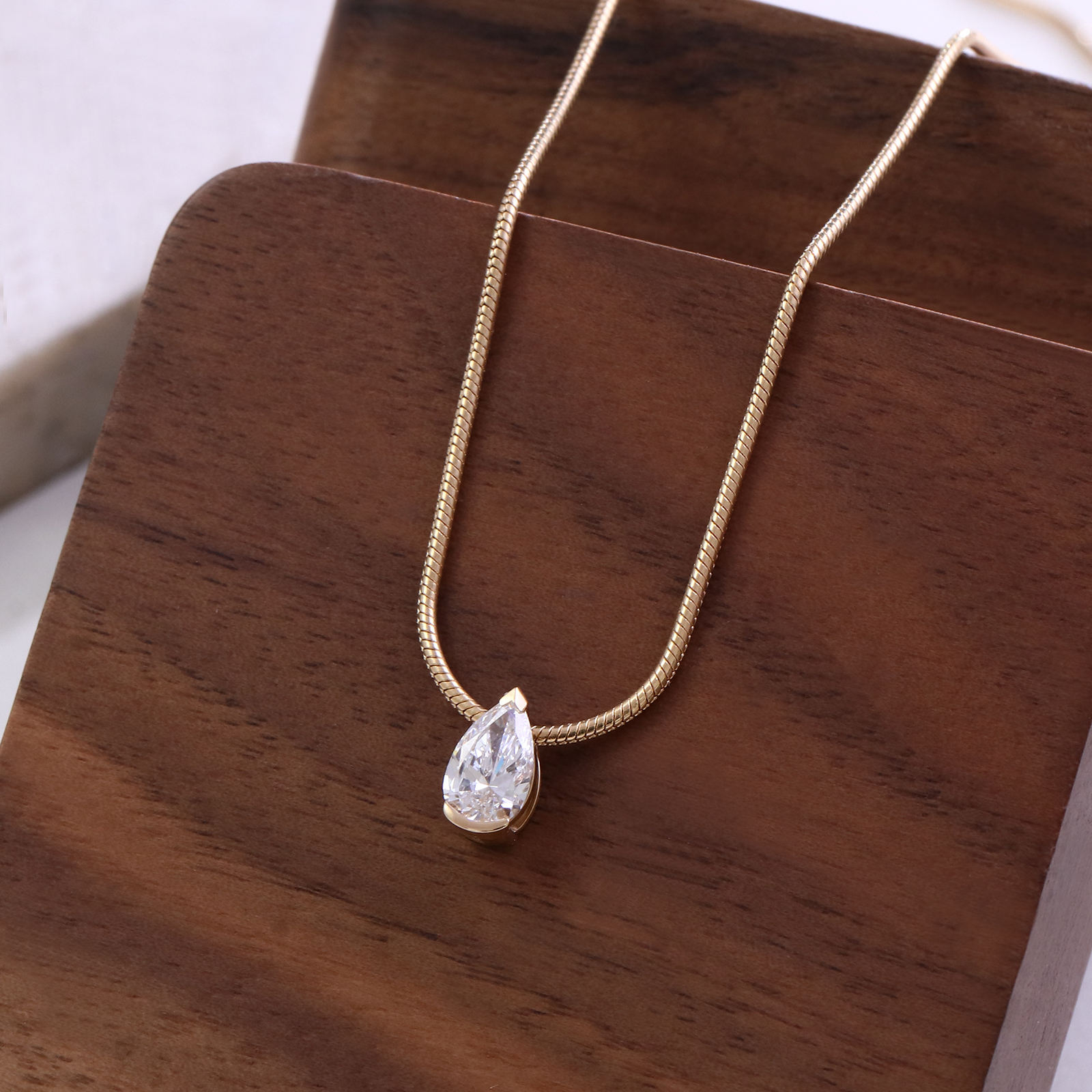 10k gold lab diamond necklace