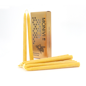 El yapımı 10 inç tüm doğal 100% saf arı balmumu düz konik mum dumansız toksik olmayan balmumu mumlar ile kutu - Product Image 2