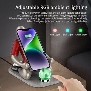 <strong>2</strong> <strong>in</strong> <strong>1</strong> 15W Fast Wireless Charger and Night Light Cell Phone Holder Multi-Function for IPhone/Samsung and for AirPods 9V/2A Input - Product Image 5