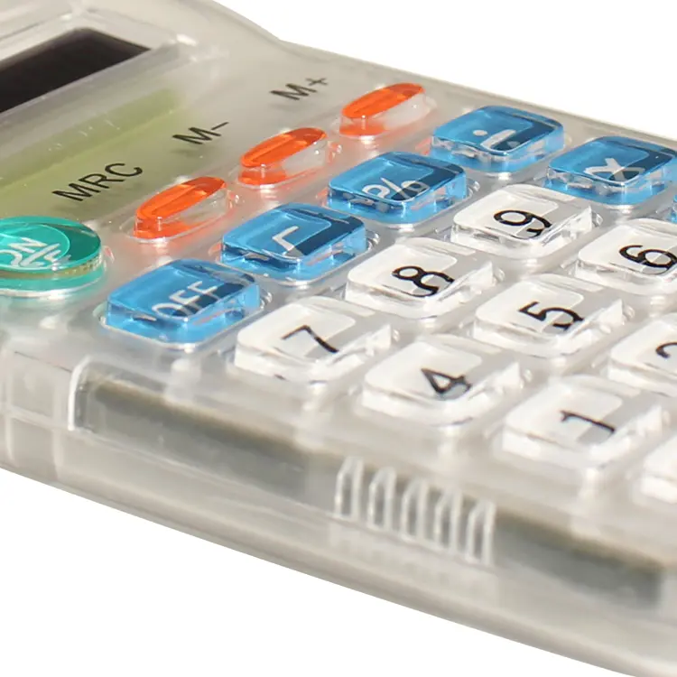 Transparent handheld 8-digit calculator dual power supply students learn electronic digital calculator