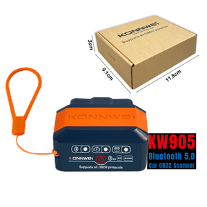 Android IOS KW905 Bluetooth OBD2スキャナーでサポートされているKonnweiカーエラー診断ツール12V車用OBDII自動診断スキャナー - Product Image 1