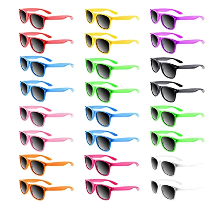 Lunettes de soleil unisexes couleurs néon pour fête d'anniversaire à la plage