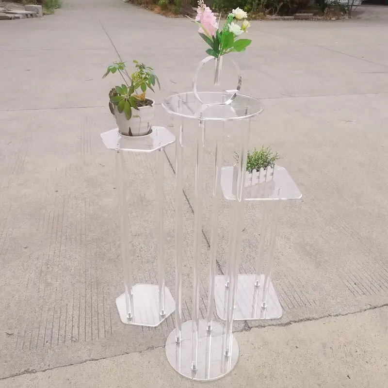 Centrotavola per matrimonio espositore in acrilico trasparente espositore per fiori con decorazione in cristallo quadrato