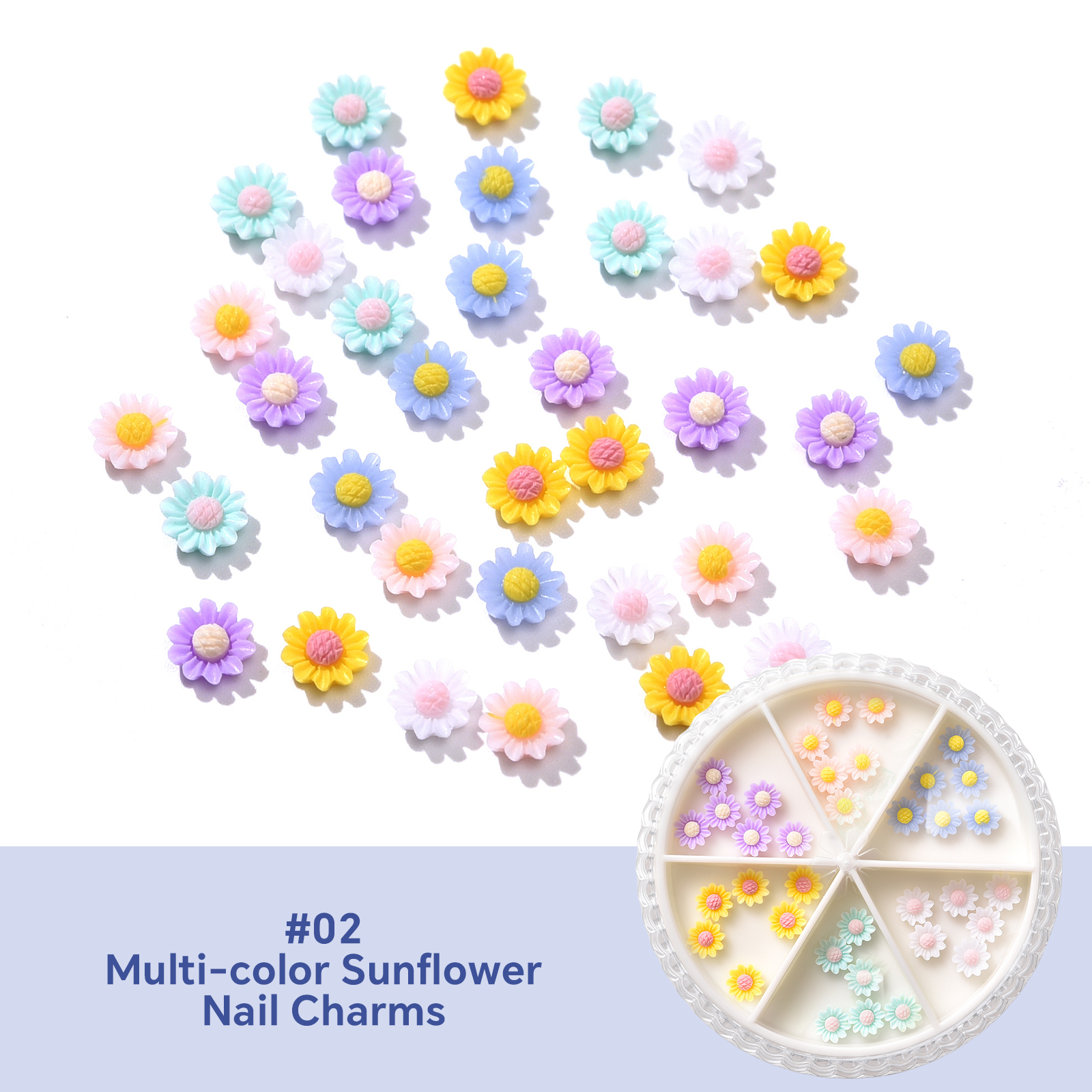 #02 Breloques pour ongles tournesol multicolores