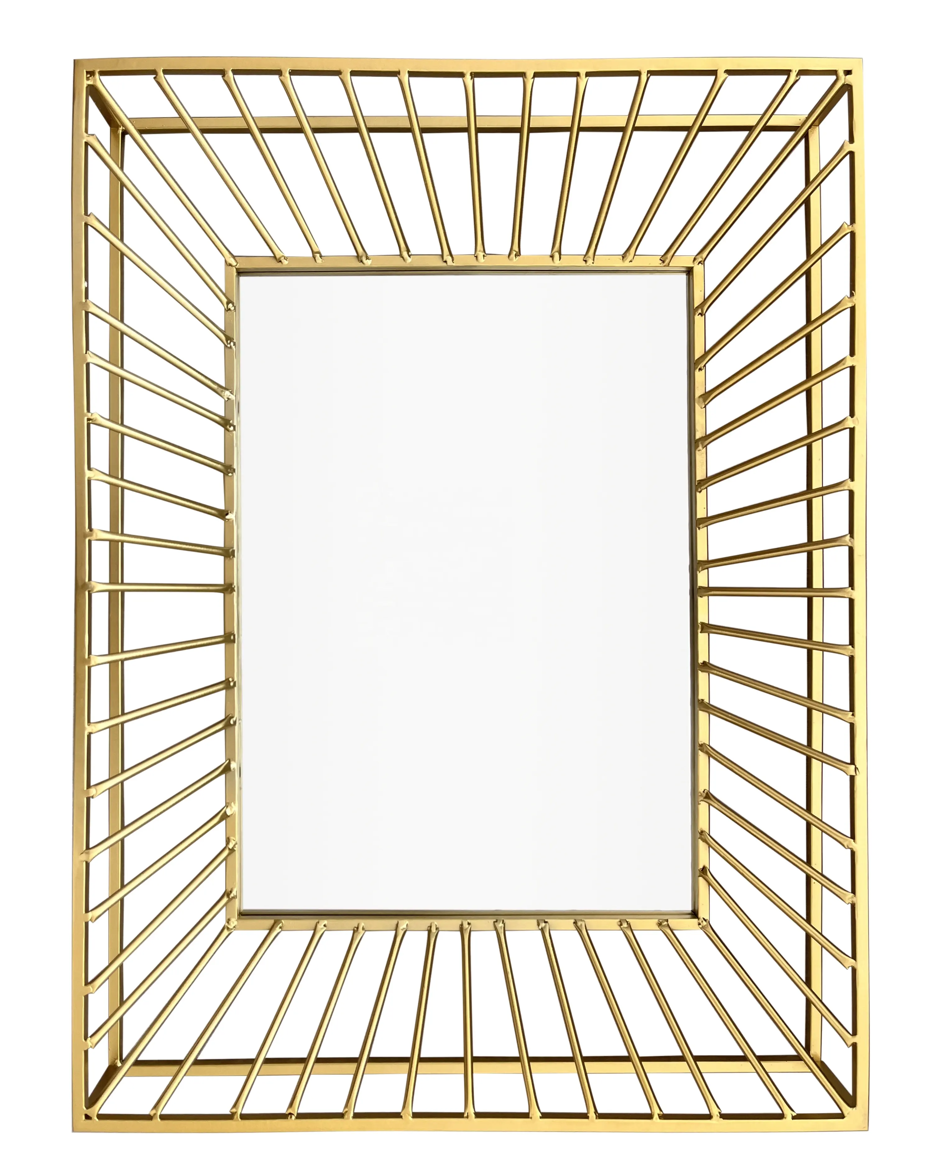Nordic Modern Large rectangle Wall Mirror Art Gold Metal Frame Minimalist Design for Home Decor