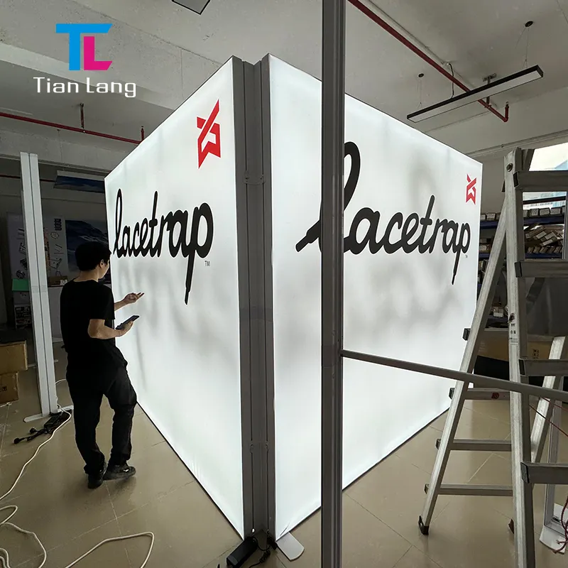 Free Design Backlit Exhibition Booth Design Portable Trade Show Backdrop LED L-shaped canto exposição Light Box