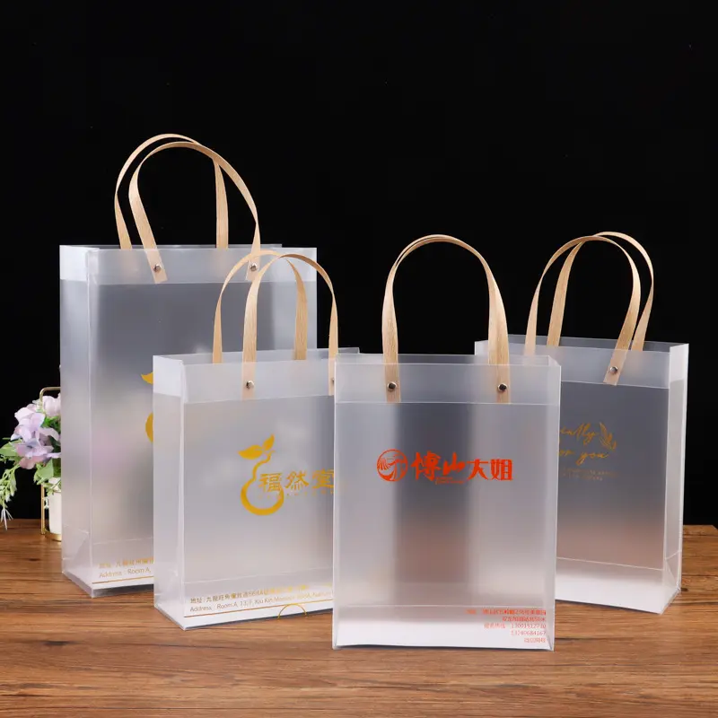 Bolsas de mano reciclables con logotipo personalizado impreso, tejido de PVC transparente para compras, pequeñas bolsas de neón para embalaje, venta al por mayor de China